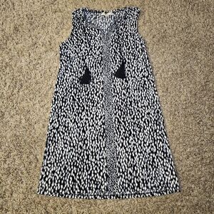 Michael Kors Black And White Sleeveless Dress With Tassels Womens Size Medium